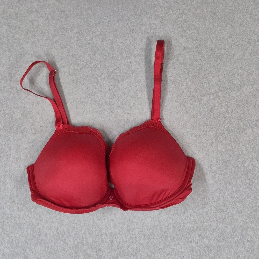 Victoria's Secret Women Bra 34DDD Red Dream Angels Padded Underwired Lace